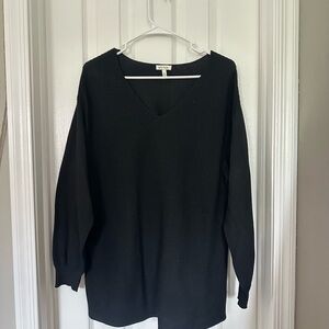 Ella Moss Black V-Neck Sweater Classic Knit